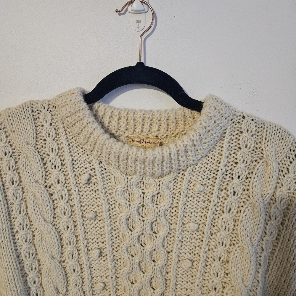 Hand Knit Cream Oversized Sweater - Picture 7 of 8